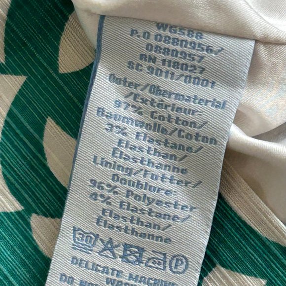 * Boden Green Cream Print Pencil Career Skirt Cotton Blend Summer US 6P - I1449 - Picture 4 of 4